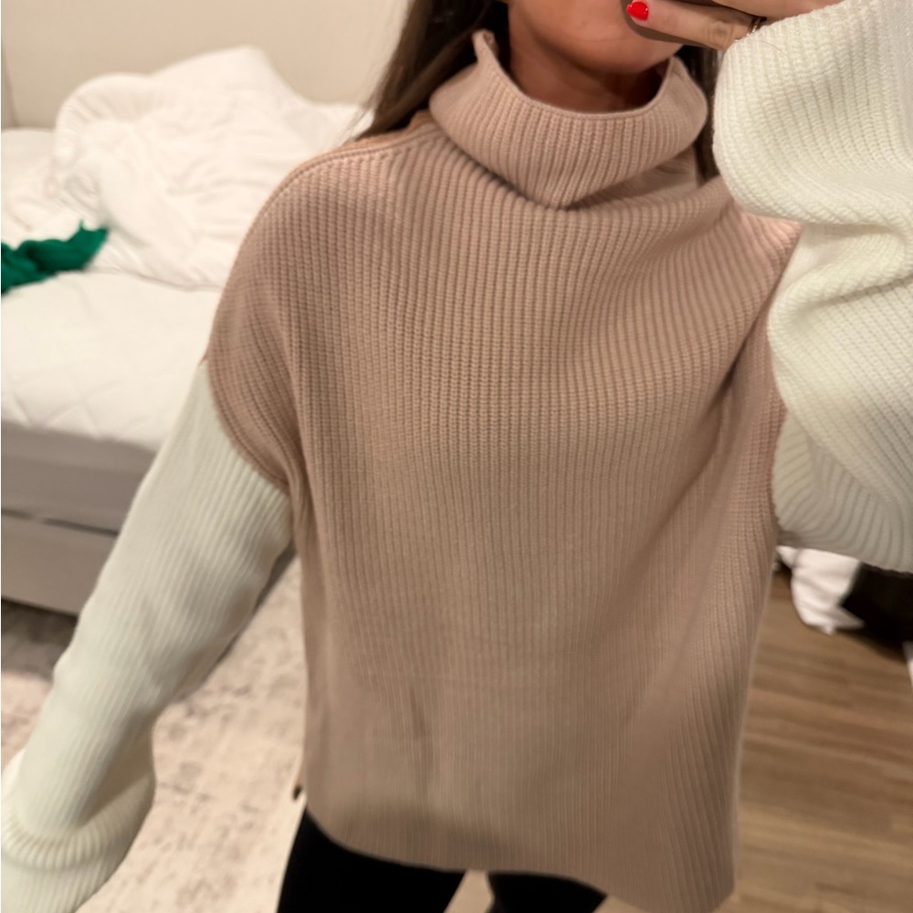 Vici Blush and Cream Turtleneck Sweater